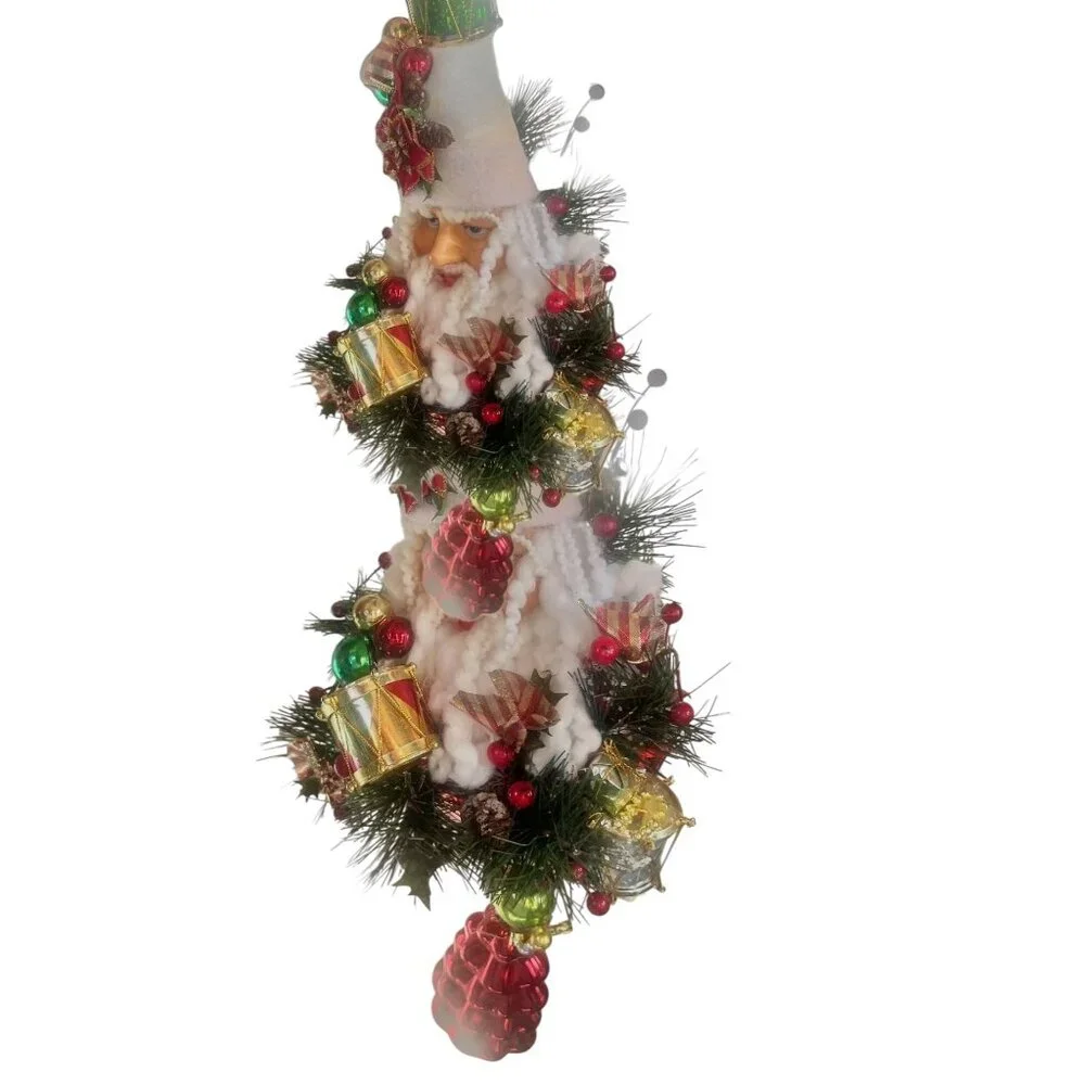 Santa Claus Christmas Ornament with Decorations Pine Accents 12”